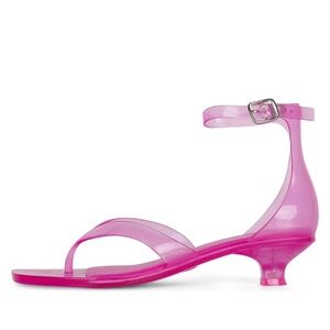 Jeffrey Campbell Pink Gummy-THG Ankle Wrap Kitten Heel Jelly Thong Sandals Sz 10